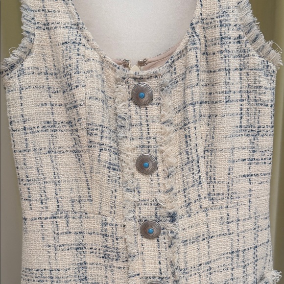 L'AGENCE - Women’s Aya Tweed Midi Dress - Vintage White/Blue Check - Size: 0 - Picture 3 of 11